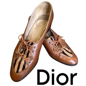 Christian Dior RARE Souliers VTG 50s chocolate Brown Leather Tassels Sz 6
